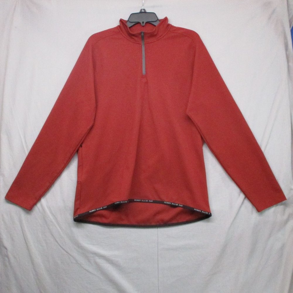 Perry Ellis 360 Long Sleeve Shirt Quarter Zip Burgundy Red Men Size | L
